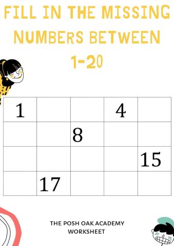 Fill in missing numbers 1-20