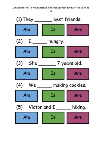 Verb to be Simple Present Fill in the Blank