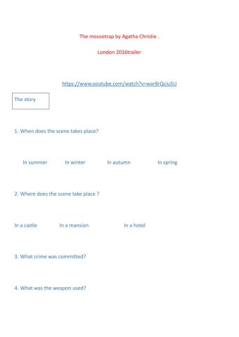 The mousetrap by Agatha ChristieTrailer