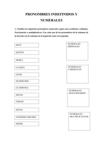 Pronombres indefinidos y numerales