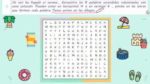 Sopa de letras de verano