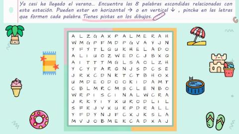 Sopa de letras de verano