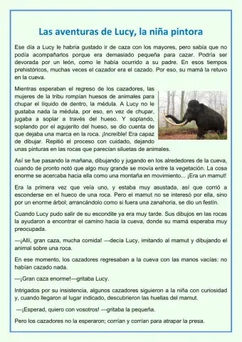 Comprensión lectora: Las aventuras de Lucy
