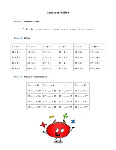 Opérations de base entre 0 et 50