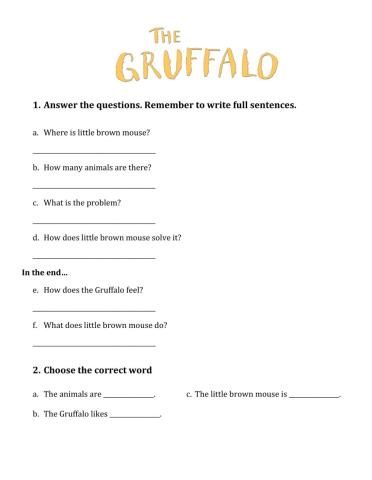 The Gruffalo- reading comprehension