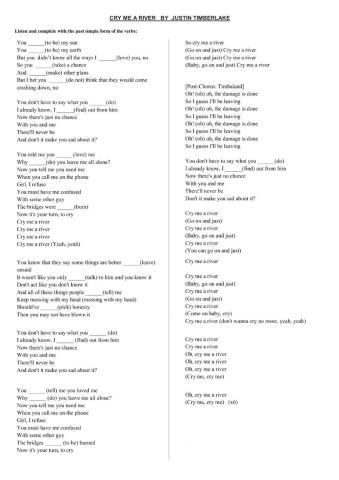 Cry Me a River - Justin Timberlake  (Lyrics - Past Simple)