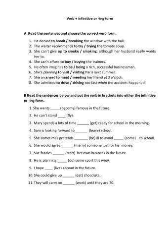 Infinitive- -ing-form