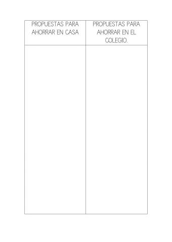 Tabla de propuestas ahorro energía