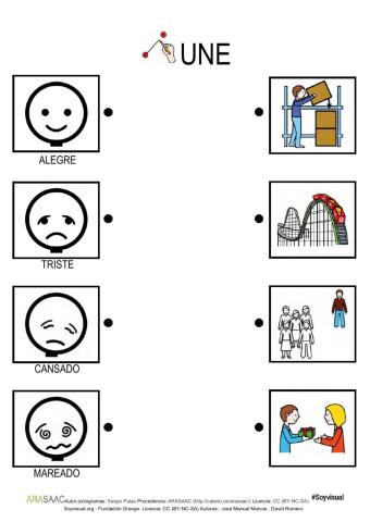 Unir emociones y sentimientos - pictogramas arasaac