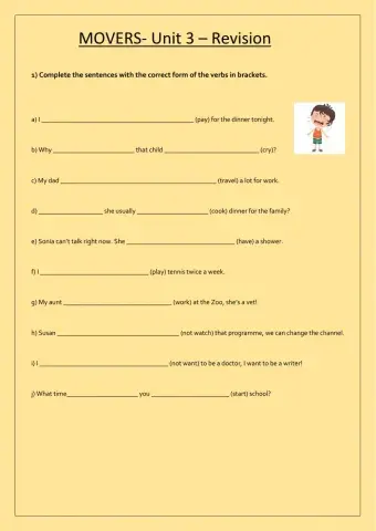 Movers Unit 3 Revision