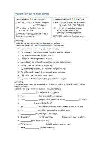 Present Perfect vs Past Simple