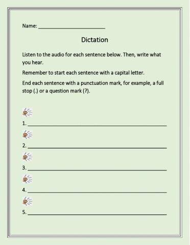 Dictation Sentences