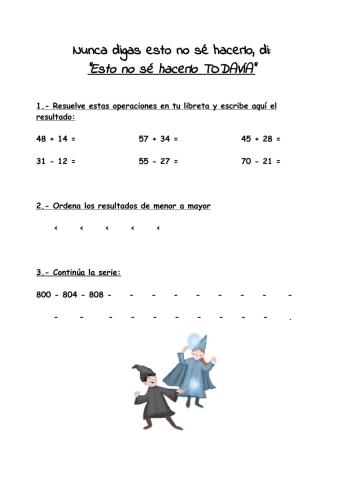Operaciones: sumas, restas y series