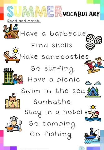 Read and match: Summer