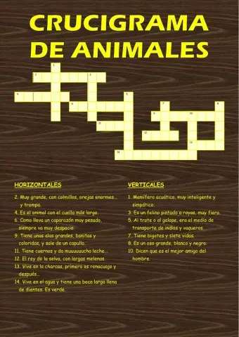 Crucigrama de Animales