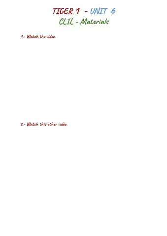 Tiger 1 Unit 6 Materials