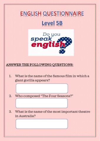 English questionnaire