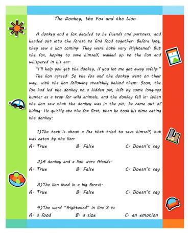 The Donkey, the Fox and the Lion