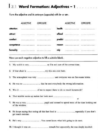 WORD FORMATION 1 ADJECTIVES 