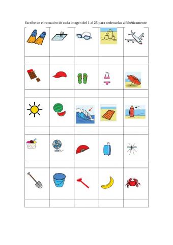 ORDENAR ALFABÉTICAMENTE VERANO