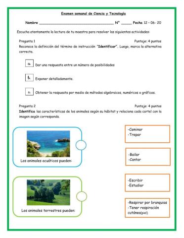 Evaluación semanal de Ciencia y Tecnología