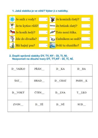 Dy, ty, ny - di, ti, ni