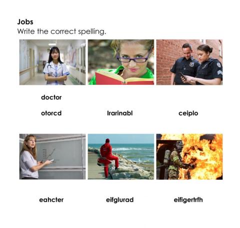 Jobs: Write the correct spelling.