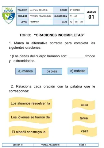 Las Oraciones Incompletas