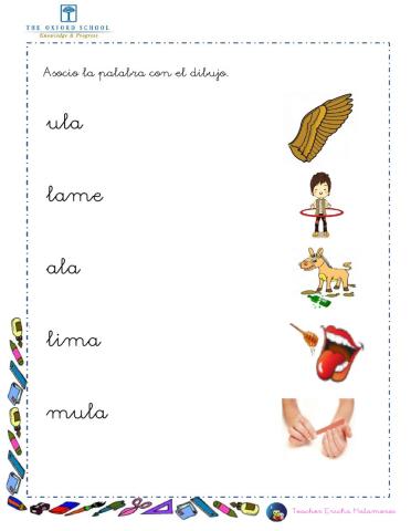 Palabras con familia sílabas m y l