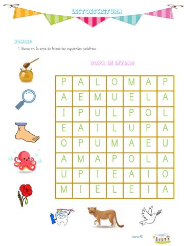 Sopa de letras infantil