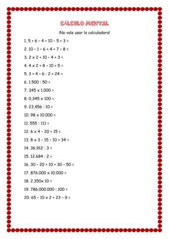 Cálculo Mental 5º