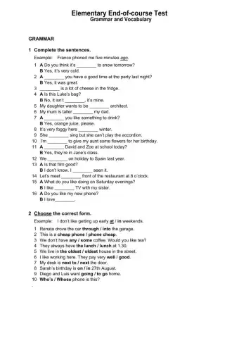 Elementary end of course test