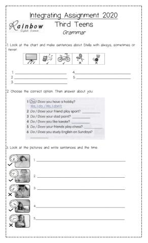 Grammar exam 3rd teens