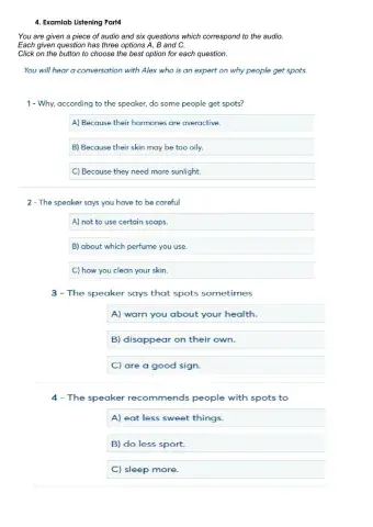 4. Listening Part4 Pet for schools