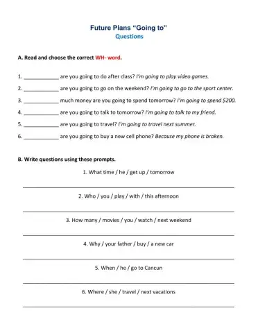 Future Plans “Going to”  Questions