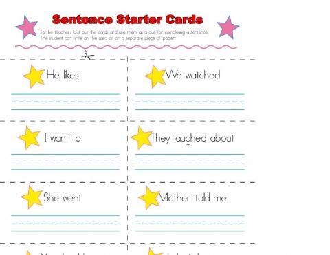 Sentence Starter Cards