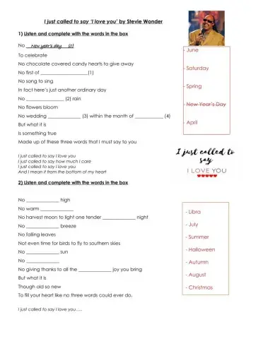 I just called to say I love you