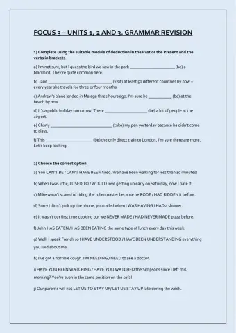 KET 2- Revision - 3 -  Units 1, 2 and 3 Grammar