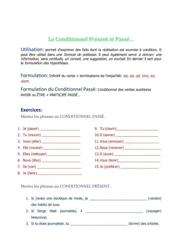 Conditionnel Présent et Passé