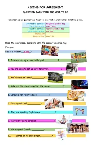 Question tags with the verb to be