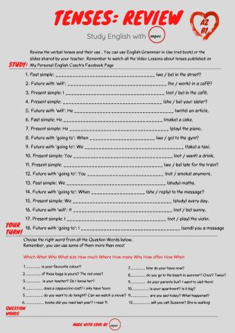 Verbal Tenses Review A2 level