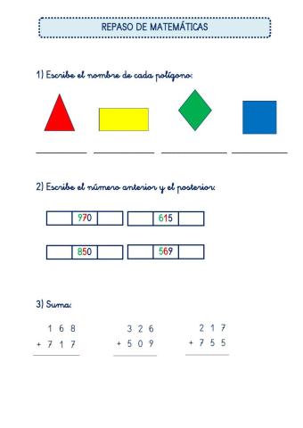 Repaso de matemáticas 17.