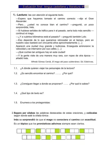 Evaluación final lengua