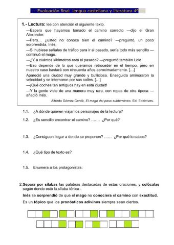 Evaluación final lengua