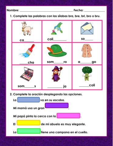 Familia de sílabas bra