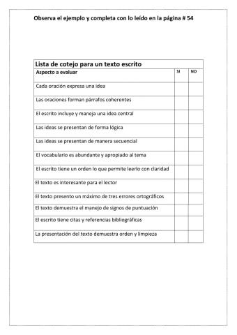 Lista de cotejo
