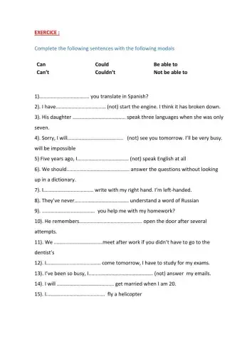 Ca, could, be able to