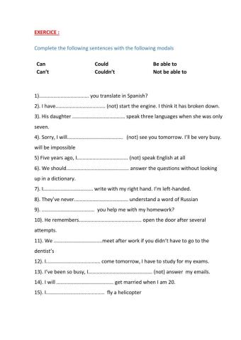 Ca, could, be able to