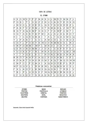 SOPA DE LETRAS El  ÁTOMO