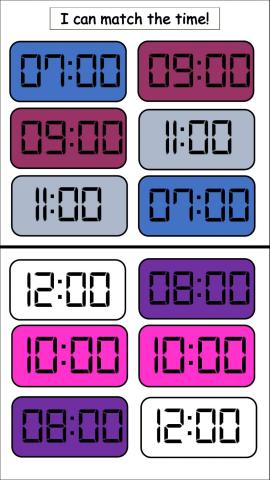 Matching digital clocks 7-12